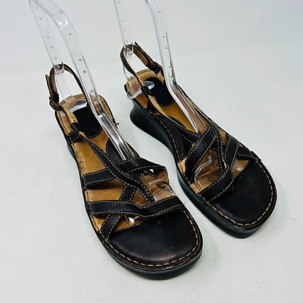 Born Leather Wedge Slingback Sandals Size US 10 EUR 42